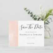 Elegante koraalroze bloemige roos minimalistische save the date (Staand voorkant)