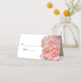 Elegante koraalroze bloemrozen bruiloft tafel plaa plaatskaartje