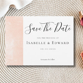 Elegante koraalroze bloemrozen minimalistische tro save the date