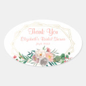 Elegante koraalroze bruidsontbijt vierkante sticke ovale sticker (Voorkant)