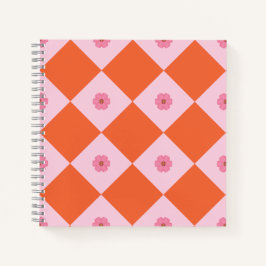 Elegante koraalroze en roze bloemengeometrische no notitieboek