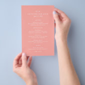 Elegante Koraalroze Moderne Budget Bruiloftsmenu Flyer (Hand)