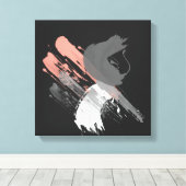 elegante koraalroze witte en grijze penseeldruppel canvas afdruk (Insitu (Houten vloer))