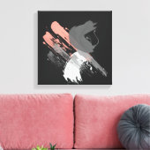 elegante koraalroze witte en grijze penseeldruppel canvas afdruk (Insitu (Woonkamer))