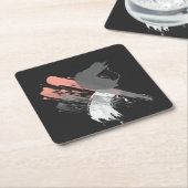 elegante koraalroze witte en grijze penseeldruppel kartonnen onderzetters (Schuin)