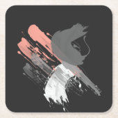 elegante koraalroze witte en grijze penseeldruppel kartonnen onderzetters (Voorkant)