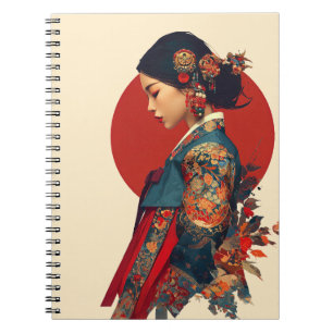 Elegante Koreaanse vrouw in Hanbok Portret Kunst C Notitieboek