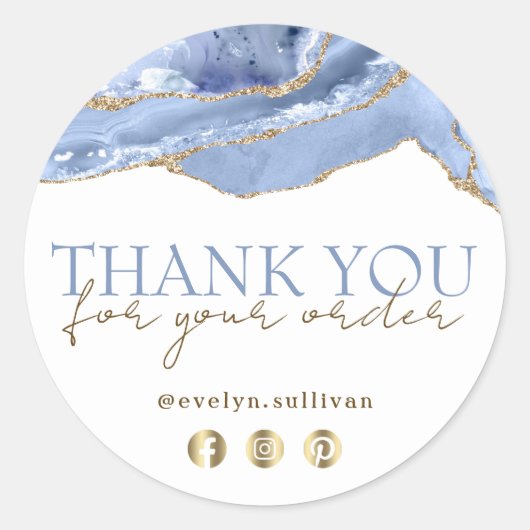 Elegante korenbloem blauwe agaat dank u sticker (Voorkant)