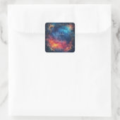Elegante kosmische bruiloft vierkante sticker (Tas)