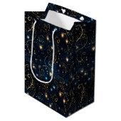 Elegante kosmische gloeiende harten in blauw en go medium cadeauzakje (Voorkant Gekanteld)