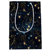 Elegante kosmische gloeiende harten in blauw en go medium cadeauzakje (Voorkant)