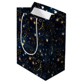 Elegante kosmische gloeiende harten in blauw en go medium cadeauzakje