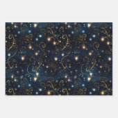 Elegante Kosmische Harten in Blauw en Goud Inpakpapier Vel (Voorkant 3)