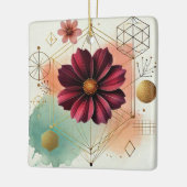Elegante Kosmos Bloem met Geometrische Kunst en Wa Keramisch Ornament (Links)