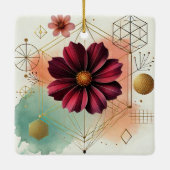 Elegante Kosmos Bloem met Geometrische Kunst en Wa Keramisch Ornament (Achterkant)