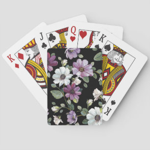 Elegante kosmos bloemen: Waterverf naadloos. Pokerkaarten