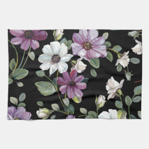 Elegante kosmos bloemen: Waterverf naadloos. Theedoek