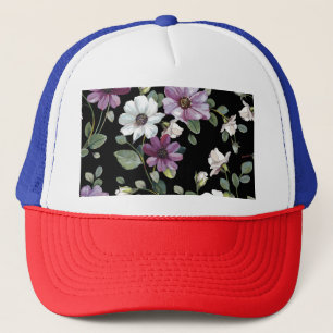 Elegante kosmos bloemen: Waterverf naadloos. Trucker Pet