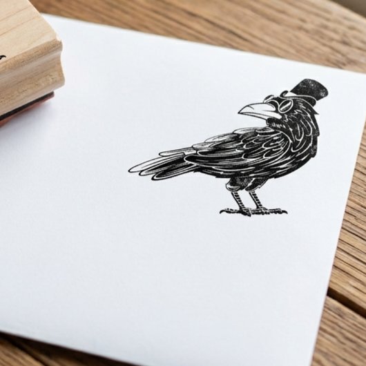 Elegante Kraai Raven Hoed Rubberstempel