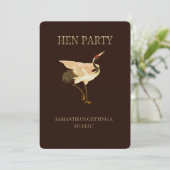 Elegante Kraan Hen Party Uitnodiging, Aangepaste B Kaart (Staand voorkant)