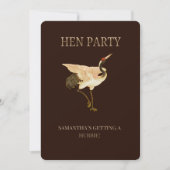 Elegante Kraan Hen Party Uitnodiging, Aangepaste B Kaart (Voorkant)