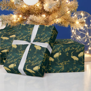Elegante Kraanvogels Kunstpatroon Kleurrijke Kra Cadeaupapier