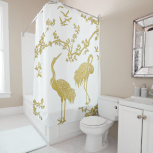 Elegante Kraanvogels Kunstpatroon Kleurrijke Kra Douchegordijn