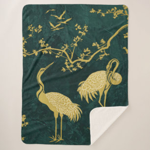 Elegante Kraanvogels Kunstpatroon Kleurrijke Kra Sherpa Deken