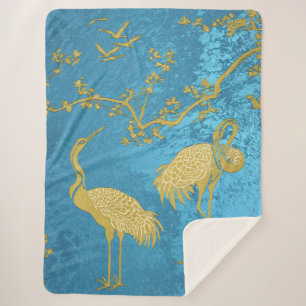 Elegante Kraanvogels Kunstpatroon Kleurrijke Kra Sherpa Deken