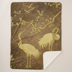 Elegante Kraanvogels Kunstpatroon Kleurrijke Kra Sherpa Deken