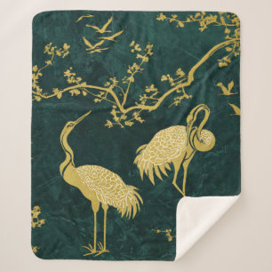 Elegante Kraanvogels Kunstpatroon   Kleurrijke Kra Sherpa Deken