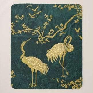 Elegante Kraanvogels Kunstpatroon | Kleurrijke Kra Sherpa Deken