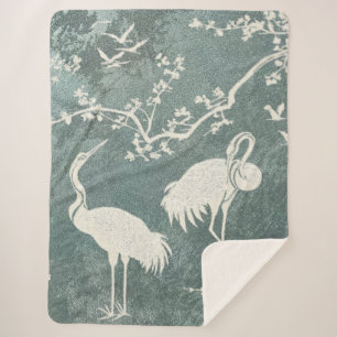 Elegante Kraanvogels Kunstpatroon Kleurrijke Kra Sherpa Deken