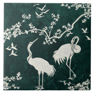 Elegante Kraanvogels Kunstpatroon   Kleurrijke Kra Tegeltje
