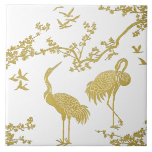 Elegante Kraanvogels Kunstpatroon   Kleurrijke Kra Tegeltje