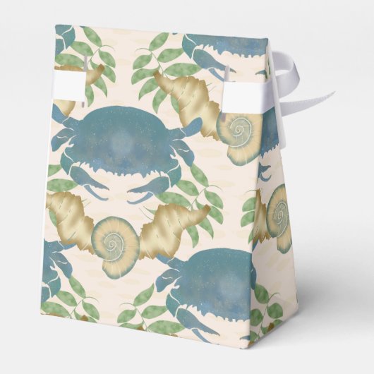 Elegante Krab Feest-Waterverf Blauwe Krabben, Zees Bedankdoosjes (Achterkant)