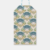Elegante Krab Feest-Waterverf Blauwe Krabben, Zees Cadeaulabel (Achterkant)