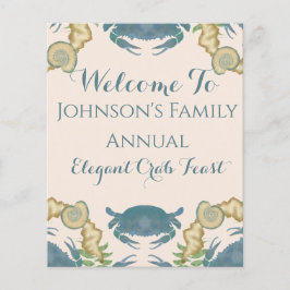 Elegante Krab Feest-Waterverf Blauwe Krabben, Zees Flyer