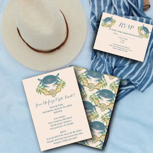 Elegante Krab Feest-Waterverf Blauwe Krabben, Zees Informatiekaartje