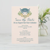 Elegante Krab Feest-Waterverf Blauwe Krabben, Zees Kaart (Staand voorkant)