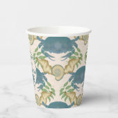 Elegante Krab Feest-Waterverf Blauwe Krabben, Zees Papieren Bekers (Links)