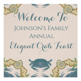 Elegante Krab Feest-Waterverf Blauwe Krabben, Zees Perfect Poster