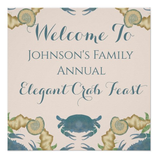 Elegante Krab Feest-Waterverf Blauwe Krabben, Zees Perfect Poster (Voorkant)