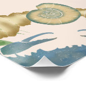 Elegante Krab Feest-Waterverf Blauwe Krabben, Zees Perfect Poster (Hoek)