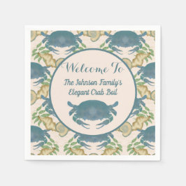 Elegante Krab Feest-Waterverf Blauwe Krabben, Zees Servet