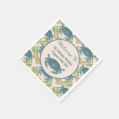 Elegante Krab Feest-Waterverf Blauwe Krabben, Zees Servet (Hoek)