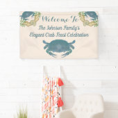 Elegante Krab Feest-Waterverf Blauwe Krabben, Zees Spandoek (Insitu)