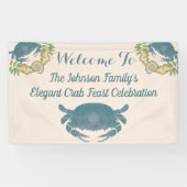 Elegante Krab Feest-Waterverf Blauwe Krabben, Zees Spandoek (Horizontaal)