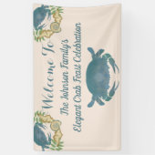 Elegante Krab Feest-Waterverf Blauwe Krabben, Zees Spandoek (Verticaal)