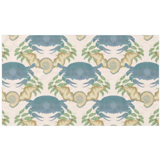 Elegante Krab Feest-Waterverf Blauwe Krabben, Zees Tafelkleed (Voorkant (Horizontaal))